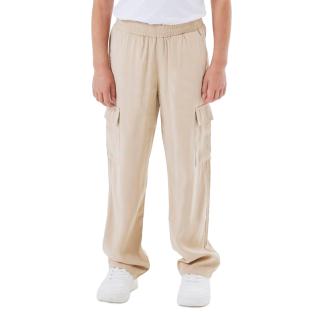 Pantalón de lona de sarga ancha beige para niña de Name it ver 0