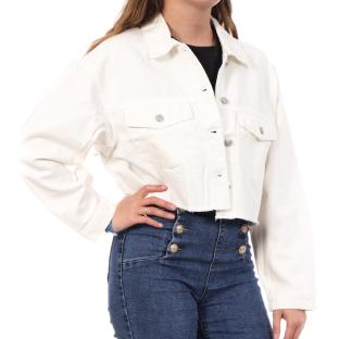 Jeansjacke Weiß Frau Jennyfer VROPY Ansicht 0