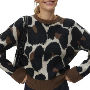 Pull Noir/Marron Femme Vero Moda Leonie vue 0