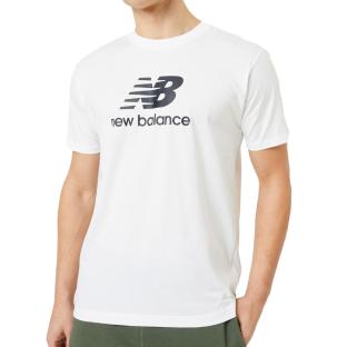 T-shirt Blanc Homme New Balance Stacked Logo pas cher