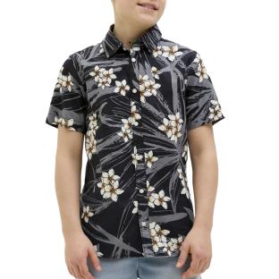 Jack &amp; Jones Hawaii Boy's Black Patterned Shirt Photo of the Espace des Marques %store% store - view of %key%