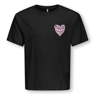 Camiseta negra para niña ONLY Sille Amor Life ver 0