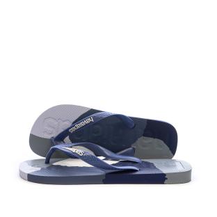 Chanclas para hombre Havaianas Logomania en azul, azul marino y gris ver 0