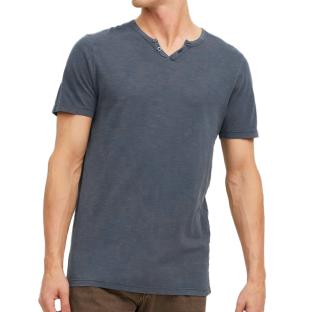 T-shirt Bleu Homme Jack & Jones Split Neck vue 0