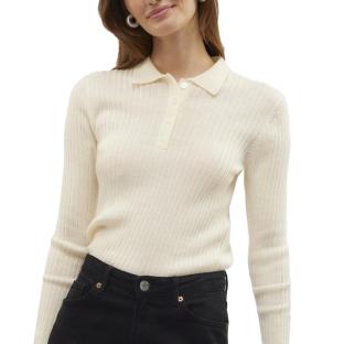 Women's long-sleeved polo shirt ecru Vero Moda Mohana Photo of the Espace des Marques %store% store - view of %key%