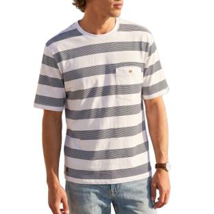 Camiseta blanca/azul marino para hombre RMS26 a rayas ver 0