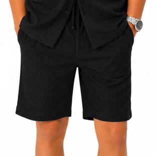 Short Noir Garçon Paname Brothers Poly Texture vue 0