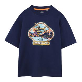 T-Shirt Bleu Garçon TimberlandT60433 vue 0