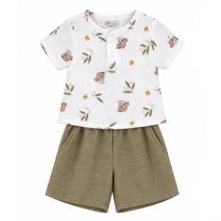 Ensemble Blanc/Kaki Bébé P'tit Mome Paolo vue 0