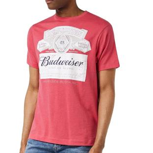 Budweiser Label Men’s Red T-Shirt Photo of the Espace des Marques %store% store - view of %key%