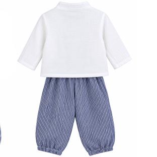 Ensemble Blanc/Bleu Bébé P'tit Mome Paolo vue 0