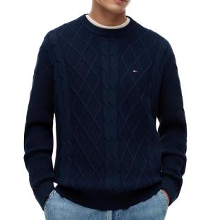 Pull Marine Homme Tommy Hilfiger Cable Knit vue 0