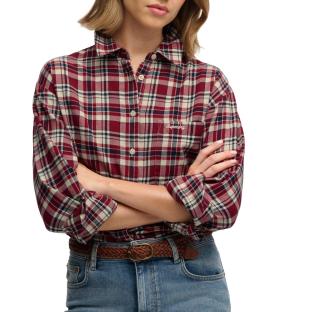 Chemise À Carreaux Bordeaux/Marine Femme Superdry Check vue 0