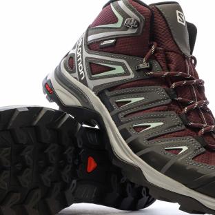 Botas de montaña Salomon X Ultra Pi Gris/Burdeos, Mujer ver 0