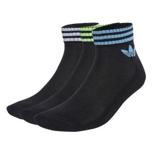 3 Paar schwarze Herrensocken von Adidas mit 3 Streifen, knöchellang Ansicht 0