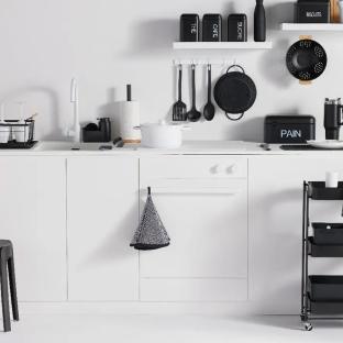 Paño de cocina negro/blanco 60 cm ver 0