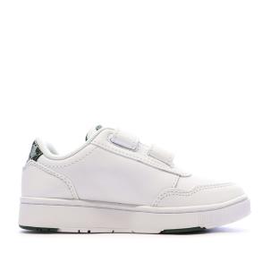 Weiße/khakifarbene Lacoste Court Sneakers für Jungen Ansicht 0