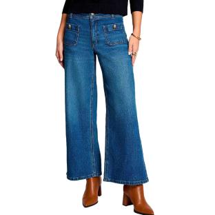 Jean large femme bleu brut Morgan PBIANCA vue 0