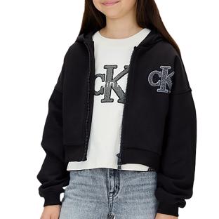 Sweat Noir Fille Calvin Klein Jeans Terry vue 0