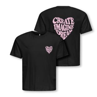 Camiseta negra para niña ONLY Sille Amor Life ver 0