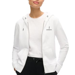 Sweat Blanc Femme Superdry Plain Zip Hood vue 0