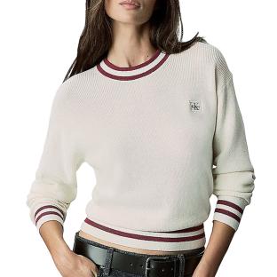 Pull Beige/Rouge Femme Calvin Klein Jeans Woven Label vue 0