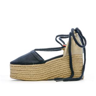 Women's navy wedge shoes Tommy Hilfiger Linen Photo of the Espace des Marques %store% store - view of %key%