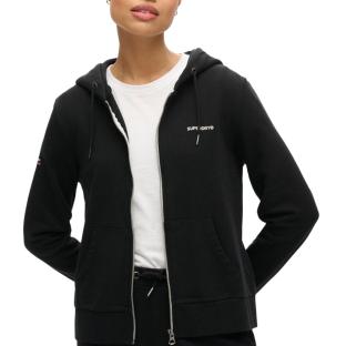 Sweat Zippée Noir Femme Superdry Plain Zip Hood vue 0