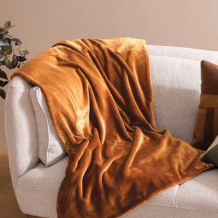 Plaid flanelle Marron Foncé Atmosphera 180x230 Cuddly vue 0