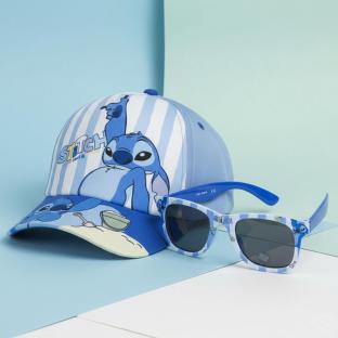 Kinder Sport Zone Stitch Kappe + Sonnenbrille Set Blau gestreift Ansicht 0