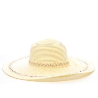 Chapeau de soleil en paille Beige à large bord Via Lorenzo SPCH1510 vue 0