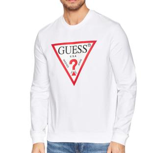 Sweat Blanc Homme Guess Triangle Logo vue 0