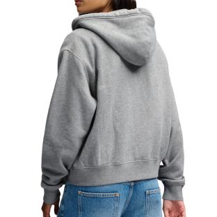 Sweat zippé à capuche femme gris chiné Superdry Relaxed Crop vue 0