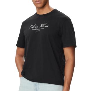 Schwarzes Herren-T-Shirt von Calvin Klein Jeans mit „Script Cal“-Aufdruck Ansicht 0