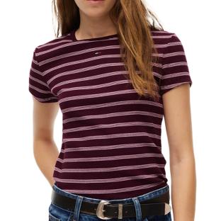 Tommy Hilfiger Women’s Slim-Fit Bordeaux/Pink T-shirt Photo of the Espace des Marques %store% store - view of %key%