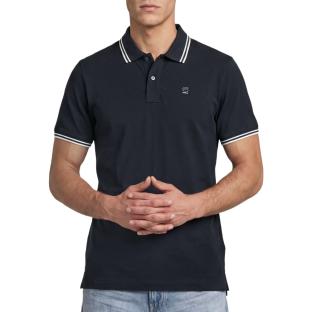 G-Star RAW Herren-Polohemd in Marineblau mit gestreiftem Kragen Ansicht 0