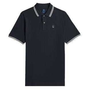 G-Star RAW Herren-Polohemd in Marineblau mit gestreiftem Kragen Ansicht 0
