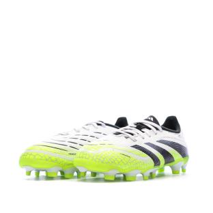 Chaussures de Foot Blanc/Noir/Jaune Junior Adidas Predator League MG vue 0