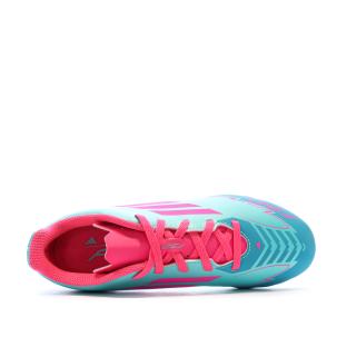 Chaussures de football Turquoises/Roses Enfant Adidas F50 Club vue 0