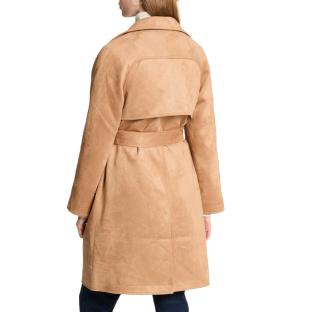 Brauner Damenmantel „Morgan“ – langer Trenchcoat aus Wildlederimitat Ansicht 0