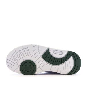 Weiße/khakifarbene Lacoste Court Sneakers für Jungen Ansicht 0