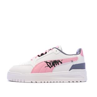 Baskets Blanc/Mauve/Rose Fille Puma Shuffle Downtown vue 0