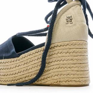 Women's navy wedge shoes Tommy Hilfiger Linen Photo of the Espace des Marques %store% store - view of %key%
