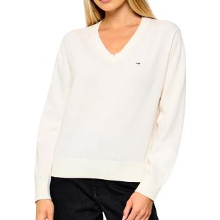 Tommy Hilfiger Essential Women’s White V-neck Jumper Photo of the Espace des Marques %store% store - view of %key%