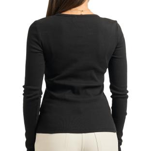 T-Shirt Manches Longues Noir Femme Calvin Klein Jeans Woven vue 0