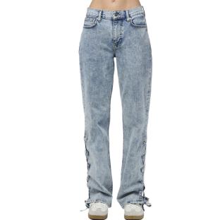 Jean Droit Bleu Femme Pieces Fenda vue 0