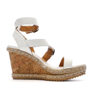 Sandales Compensée Blanches Femme Chattawak Summer Camel vue 0