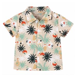 Camisa beige/azul para niño de P'tit Mome Jungle ver 0