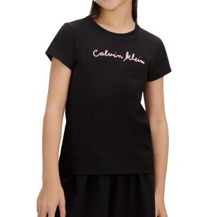 Calvin Klein Jeans Script Logo Black/Pink Girls’ T-shirt Photo of the Espace des Marques %store% store - view of %key%