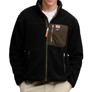 Veste polaire sherpa homme noir et kaki Superdry Vintage Retro vue 0